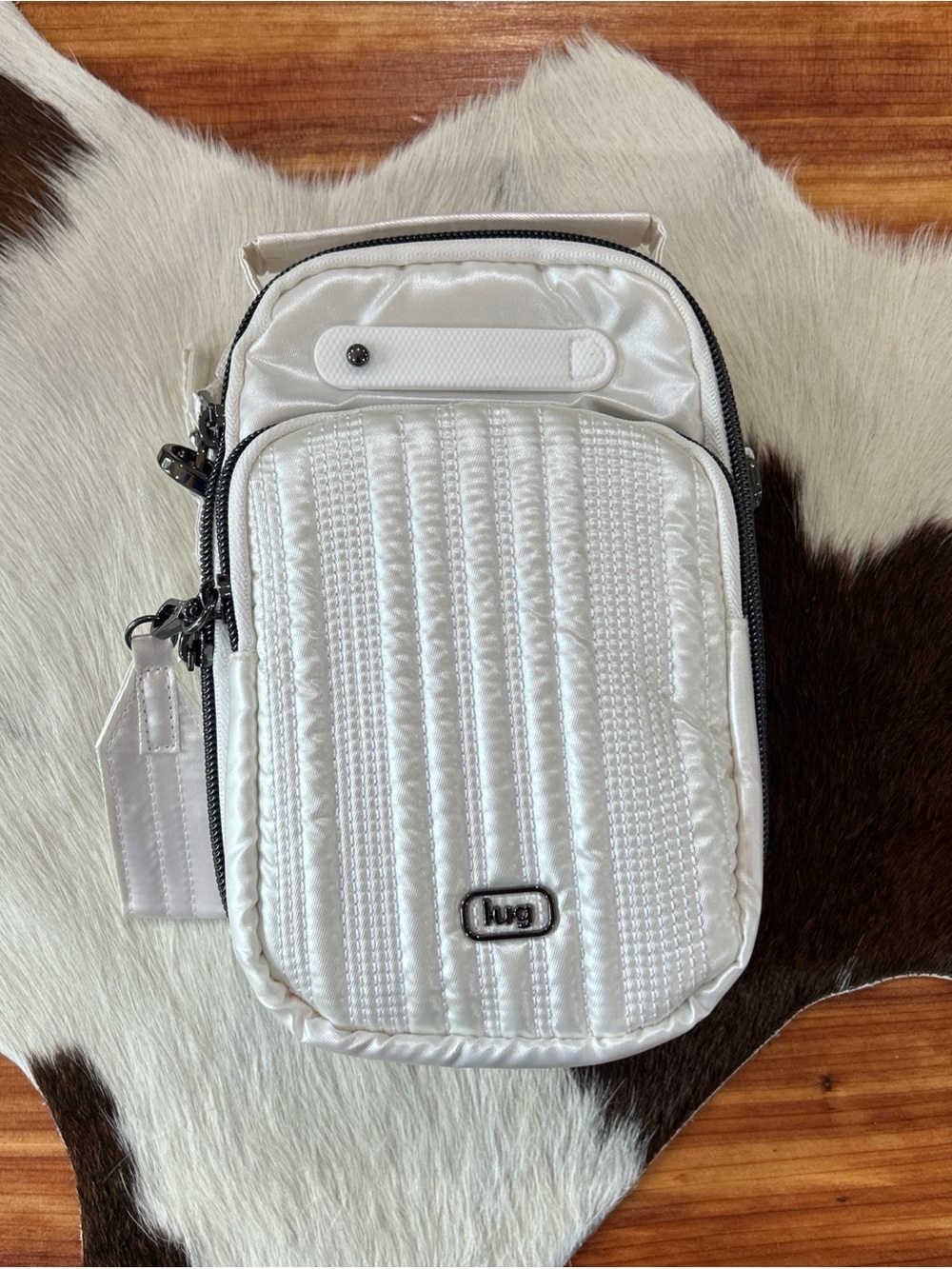 Lug Skeeter Mini 2 Convertible Crossbody Metallic White Handbag Womens